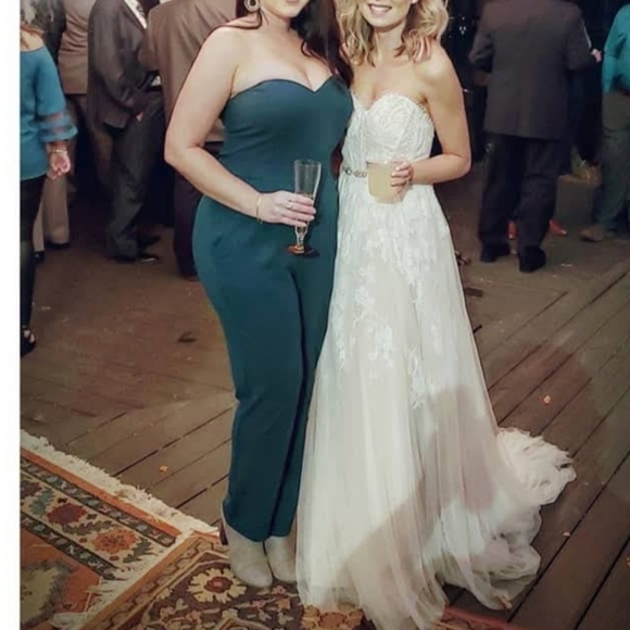 Express green strapless jumpsuit size 10 - Picture 2 of 5